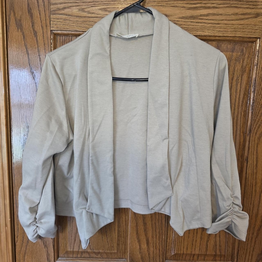 Body Central Open-Front Cardigan in Light Taupe